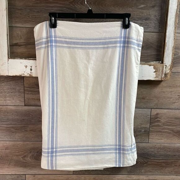 POTTERY BARN Linen Blend Pillow Cover Case Classic White Blue Plaid Standard SZ - Picture 5 of 7